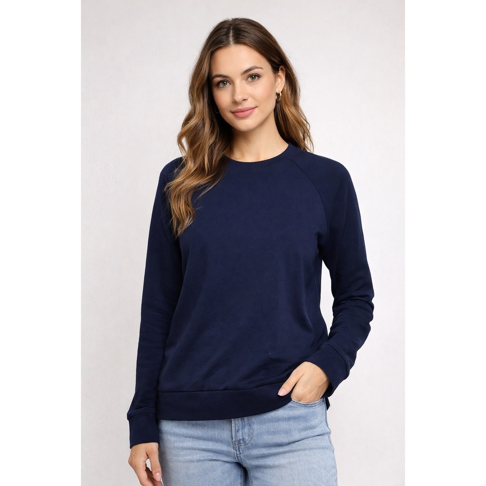 Cozy‎ Earth Sweatshirt Women S Navy Bamboo Viscose Raglan Crew Neck Loungewear